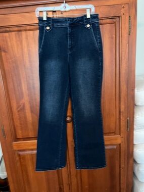 White House Black Market Dark Blue High-Rise Wide-Leg Jeans